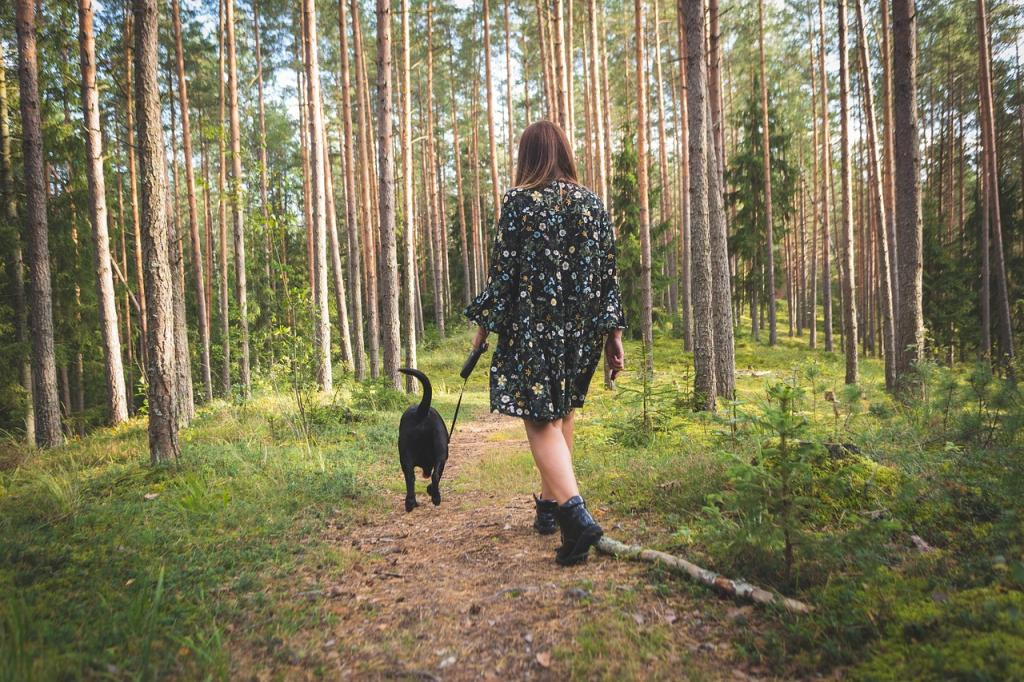 camminare con il cane nel bosco